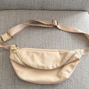 Stoney Clover Lane Beige/Pale Pink Belt Bag with Gold Hardware
